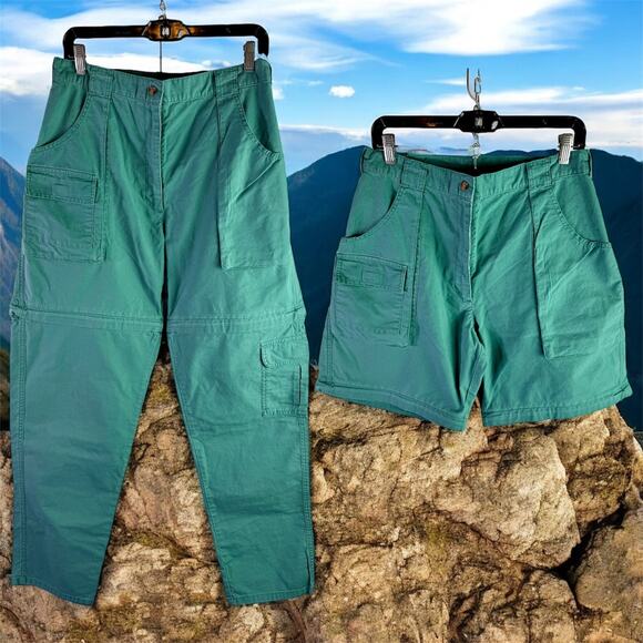 Woolrich Women's 12 Teal 100% Cotton Convertible Cargo Pants Shorts 1012WS - Picture 1 of 10